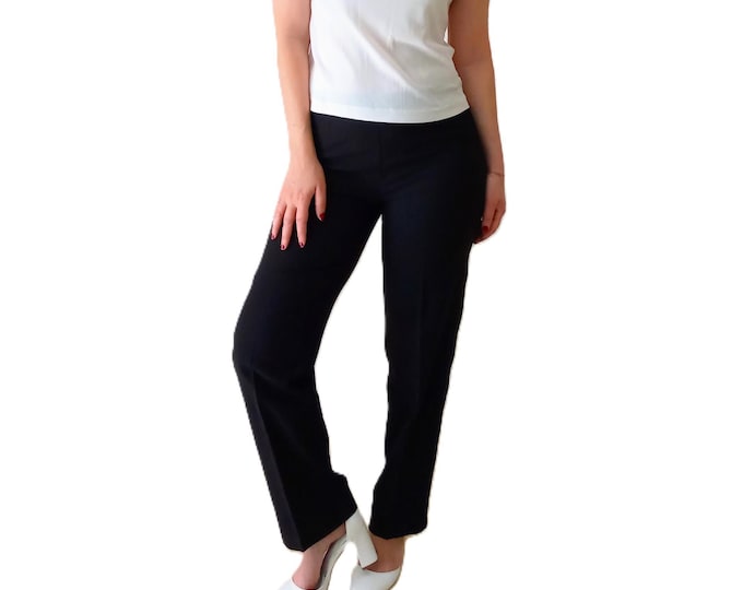 Women's Classic Retro Black Trousers High Waist - Elegant Work Pants - Elegant Office Look -90s Vintage  - L/XL