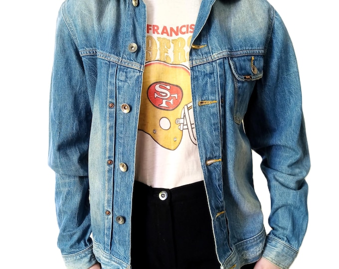 Veste en Jean Délavée Classique Unisexe LEE – Effet usé - Vintage Années 2000 - Style Iconique Rock Grunge - M/L (38/40)