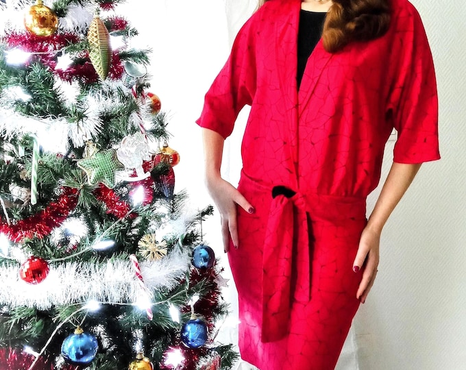 Robe de soirée Rose Framboise Festive - Robe Blazer vintage années 80 C&A – Style rétro élégant – M (38)