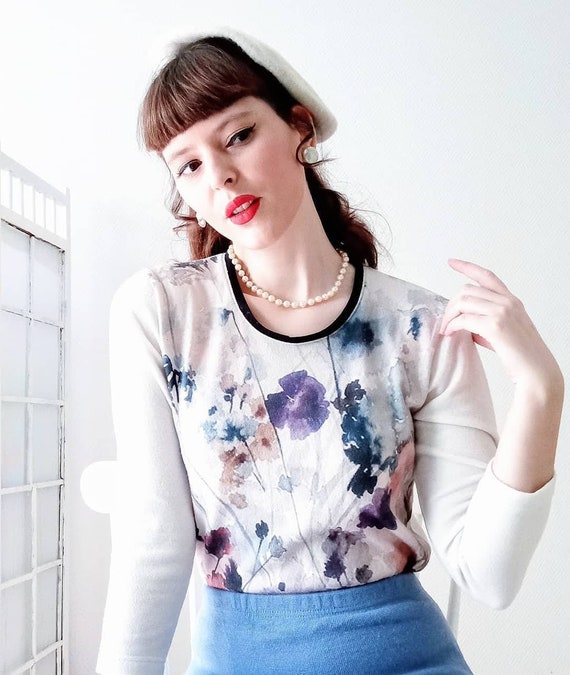 Marcelle Griffon's 1990s watercolor floral sweater