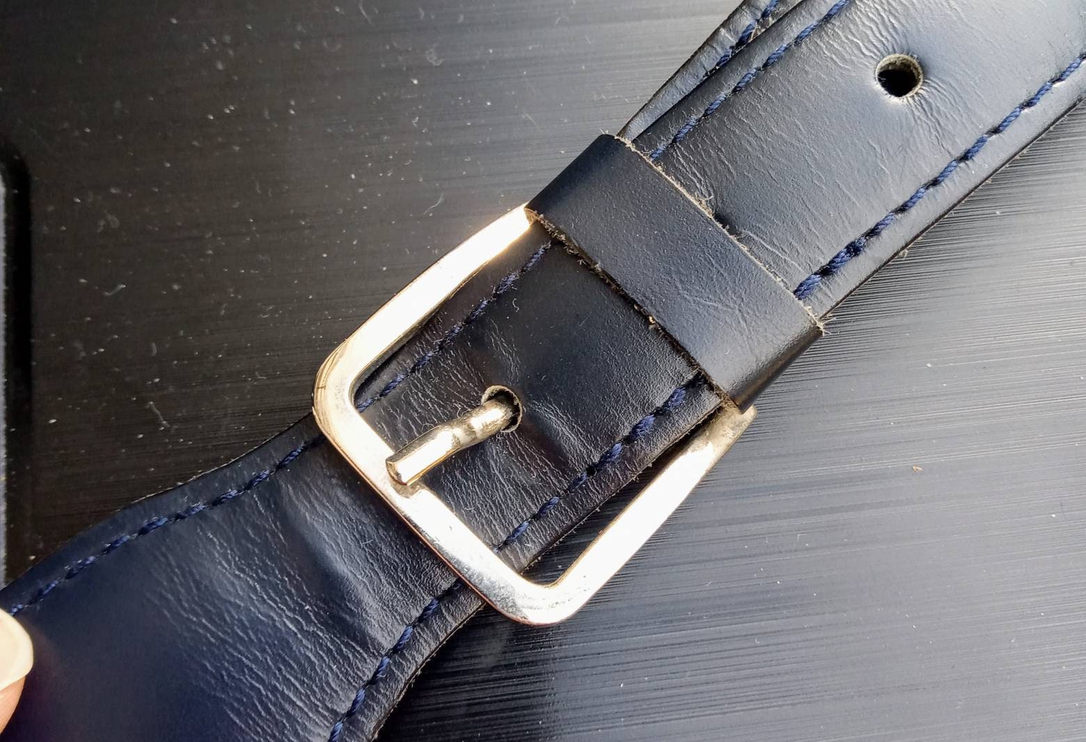 Vintage belt navy blue strings 80s // 1980's vintage blue navy rope belt