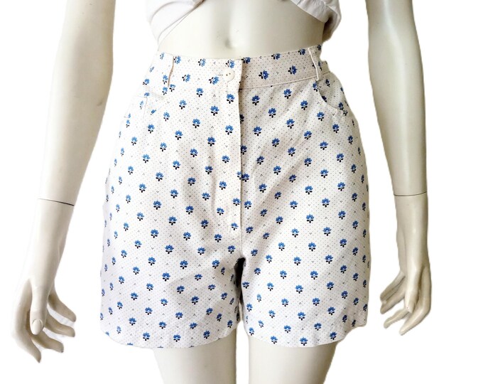 Vintage Floral Denim Shorts 90s – Does 70s - Summer Babydoll Lolita Look - Size M