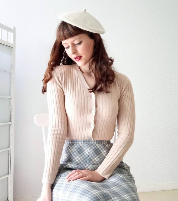 Pink ribbed knit jacket pink bisque 1990's // 1990