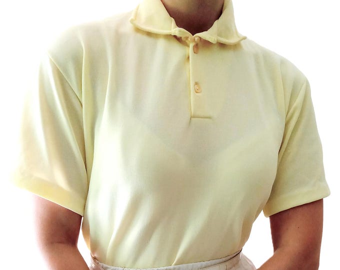 Vintage 1960s Yellow Polo Shirt Large Size - Unisex Gender-Free - Deadstock with Original Tag - Made in France - XXXL