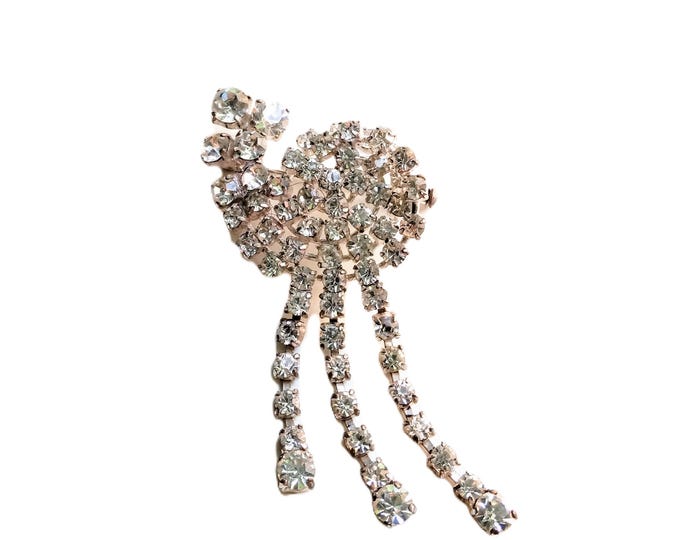 1950's Vintage Rhinestone Pampille Brooch - Ancient Jewelry - Party Ceremony Wedding - Unique Gift For Her