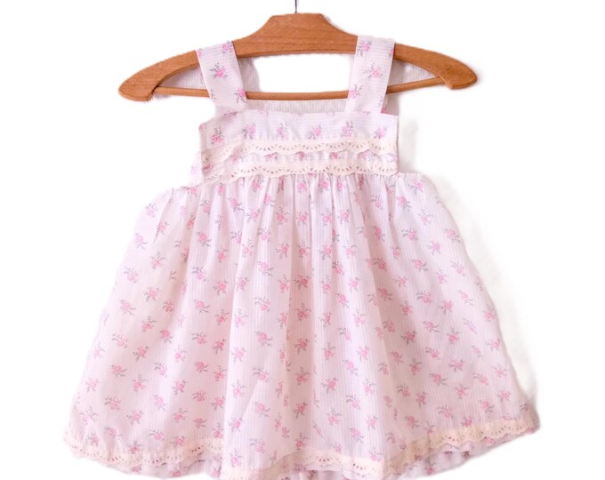 Vintage Baby Girl Flower Dress 2 Years - 70s - Lace Embroidery - Nostalgic Gift for Little Girl