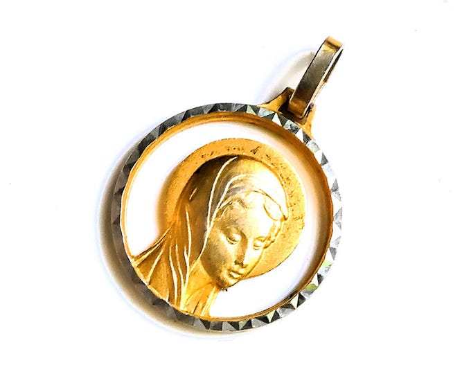 Vintage 50s Mary Magdalene Pendant Medal - French Religious Jewelry - Sainte Baume - Catholic Gift