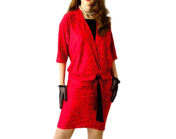 Robe de soirée Rose Framboise Festive - Robe Blazer vintage années 80 C&A – Style rétro élégant – M (38)