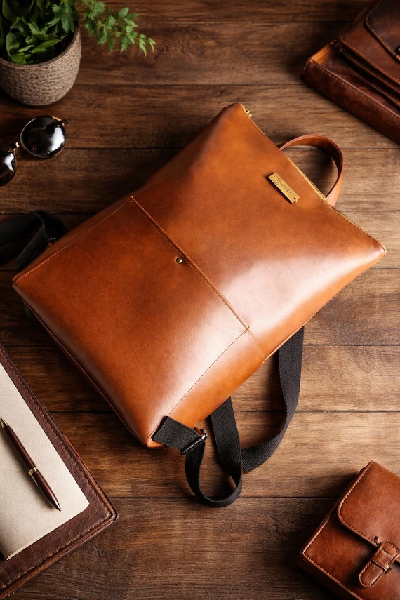 Vegan Leather Backpack, Work Backpack, Laptop Backpack, Made 