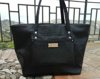 DKNY borsa grande pelle coccodrilli nera nuova DKNY borsa grande pelle coccodrilli nera nuova