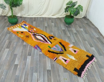 Elegante alfombra Boho de 2'1 x 9'4 - Decoración del hogar marroquí hecha a mano - Envío gratuito incluido