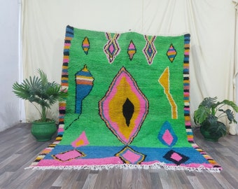 Grün und Rosa - Marokkanischer Teppich - Grüner Teppich - Tapis Berber - Beni Ourain Teppich 200x300