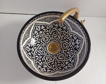 Handmade Black Ceramic Vessel Sink: Moroccan Bathroom Vanity (8-20" Diameter)