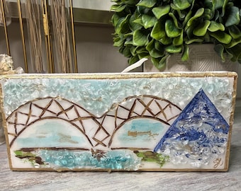 Block Art, Memphis Bridge, Memphis Pyramid, Glass Art, Resin