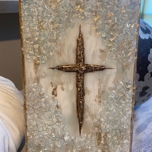 Single Cross Art, Glass Art, Block Art, Religious Painting, Resin Art, Christian,