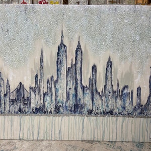 Personalized, Custom Cityscape, Glass Art, New York, NY, Chicago Painting, Austin Painting, Skyline, Resin Art, Textured Painting