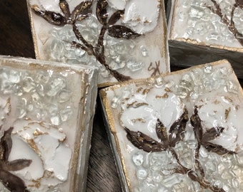 Textured Cotton Painting, Block Art, Crushed Glass Art, Resin Art, Glass Art, Cotton Art