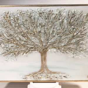 Gold or Silver Glass Tree of Life, Glass Art, Gold Leaf, Silver Leaf, Crushed Glass Art, Resin Art, mod by stephanie, image 4