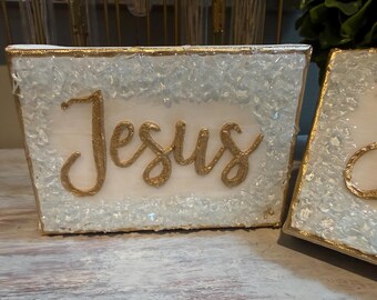 Word Blocks, Inspirational Words, Gold leaf Words, Grace, Love, Mercy, Hope, Peace, Faith,