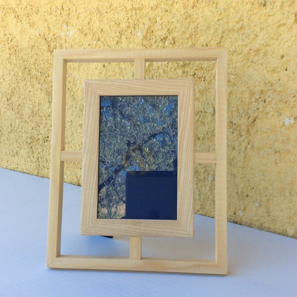 Raw wooden photo holder and wax finish
