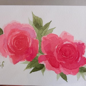Roselline-dipinto originale a acquarello,pittura,miniatura da collezione,fiori,rose,rosa,regalo per la mamma,rose ad acquerello,anniversario