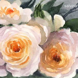 Trio di rose-dipinto originale a acquarello,fiori colorati,pittura floreale,gruppo di rose,rose fiorite,idea regalo per la mamma,biglietto