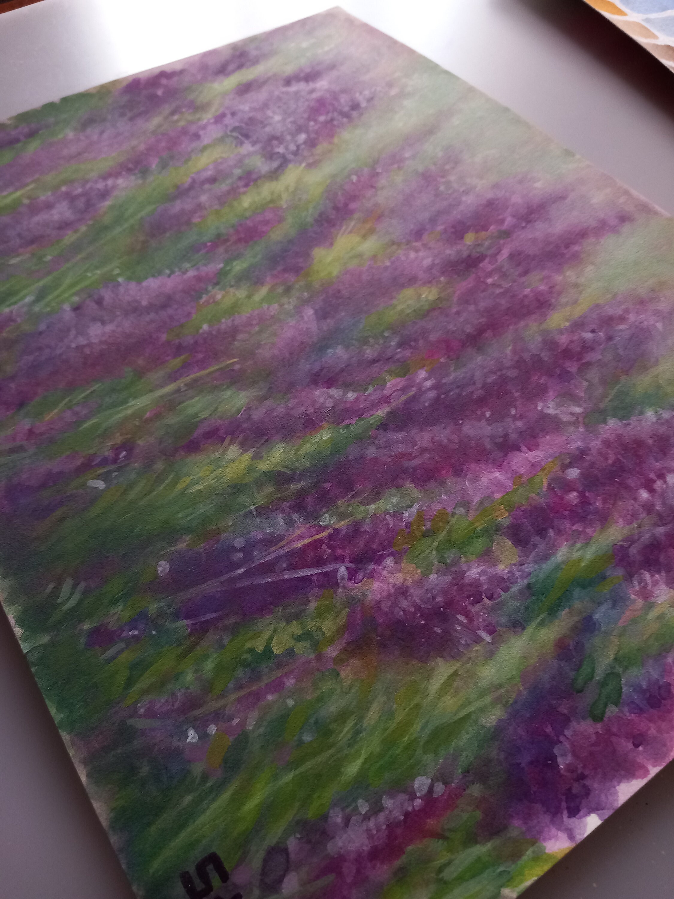 Lavender-original Acrylic Painting, Purple Flowers, Field of