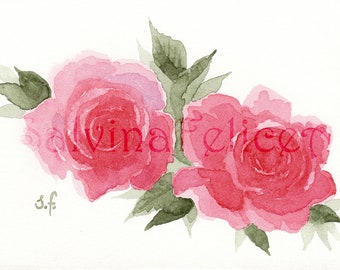 Roses-original watercolor painting,painting,collectible miniature,flowers,roses,rose,gift for mom,watercolor roses,anniversary