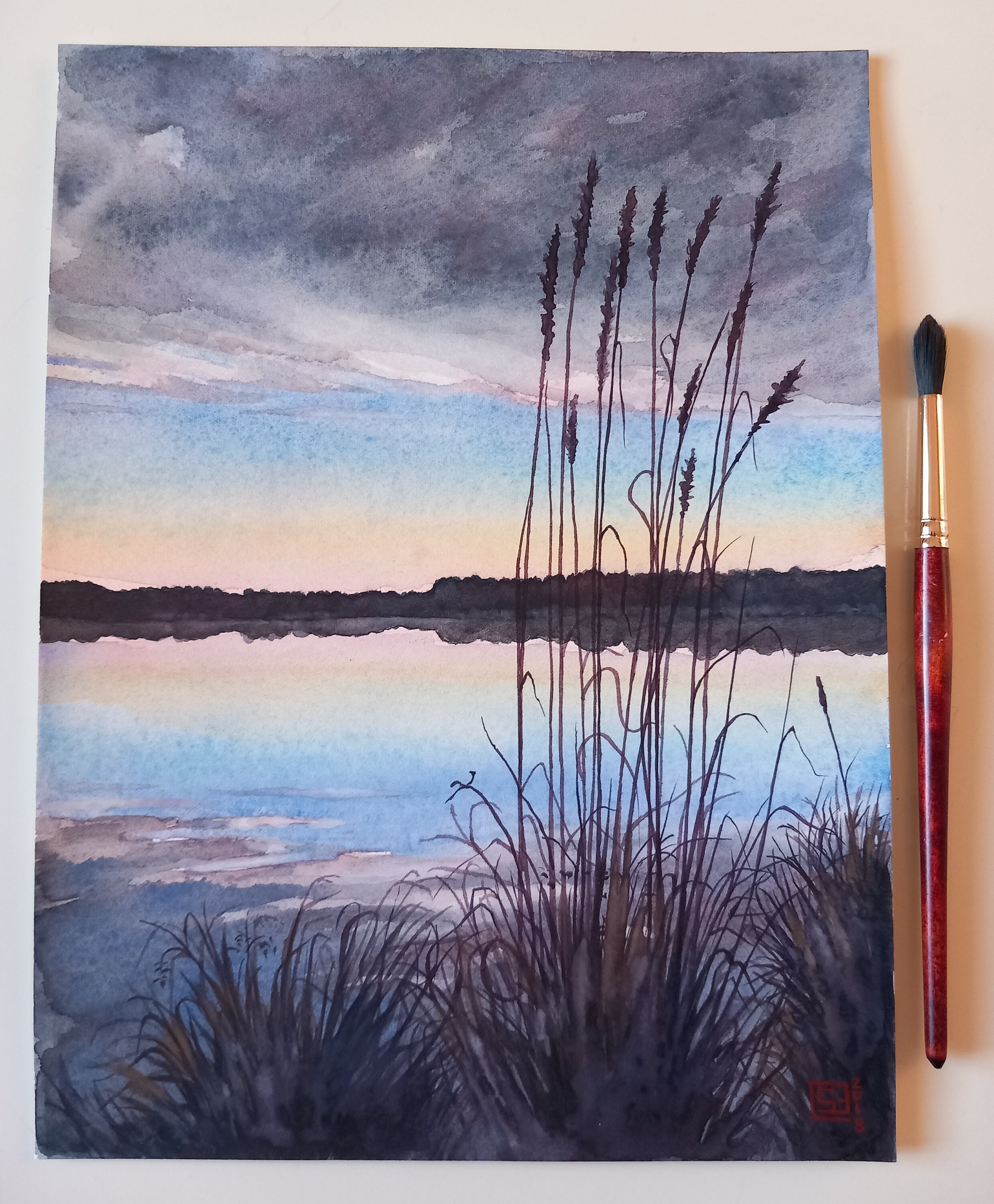 水彩画の風景 ボートと水面の反射 水彩画 描き方 解説 風景 木 森 水 水面 反射 Watercolor - YouTube