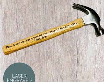 Personalized Hammer Gift - Custom Engraved Wood Handle Hammer for Dad, Grandpa, Stepdad – Father’s Day Gift, Valentine Gift for Him