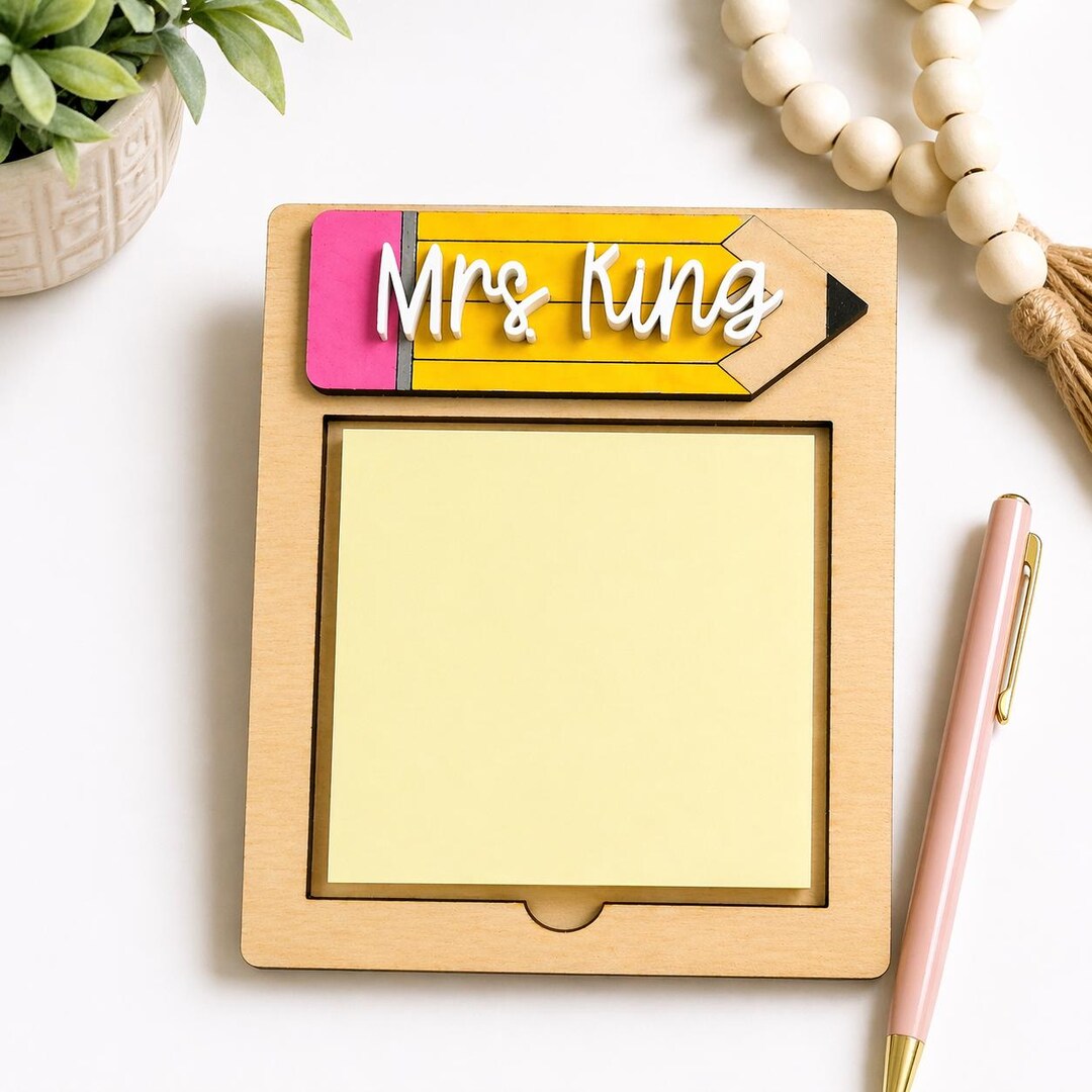 Personalized Teacher Sticky Note Holder | Custom Name Desk Organizer ...