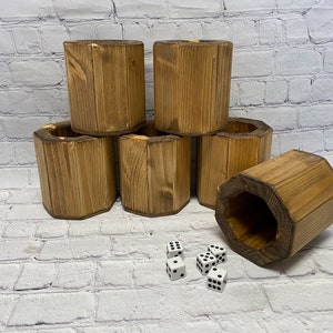 Handmade Liar’s Dice Game Set – Reclaimed Wood Dice Cups with Instructions & Dice – Pirates Dice Party Game