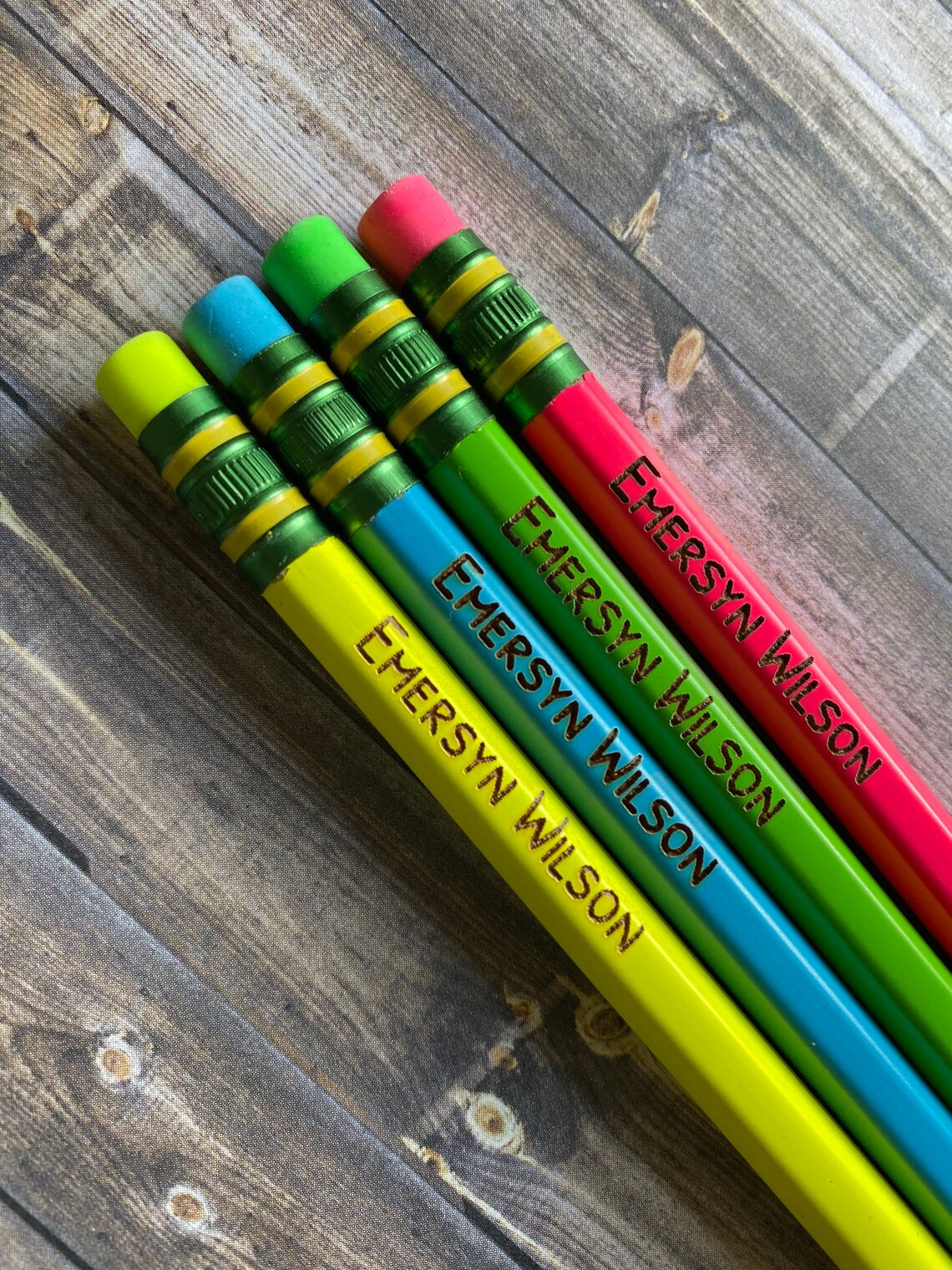 Laser Engraved Pencils With Name NEON Ticonderoga Etsy