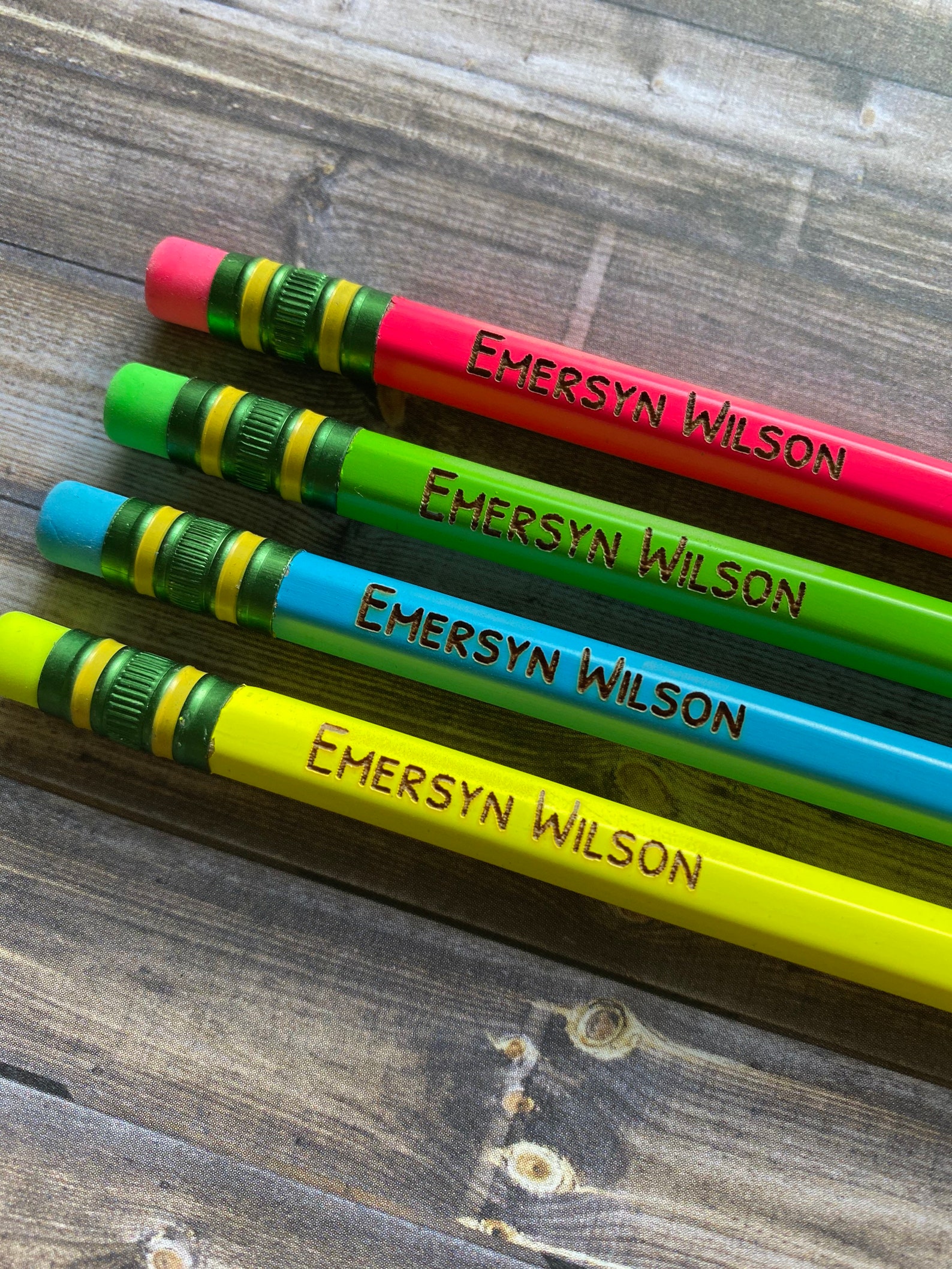 Laser Engraved Pencils With Name NEON Ticonderoga Etsy