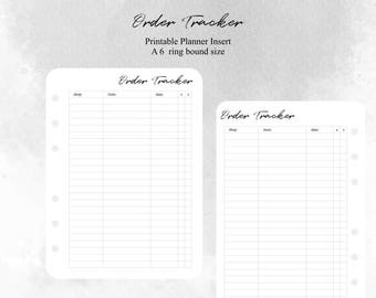 A6 size- Order Tracker Printable for Ring Bound Planner