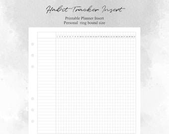 Personal size- Undated Monthly Habit Tracker fold-out printable planner insert X001