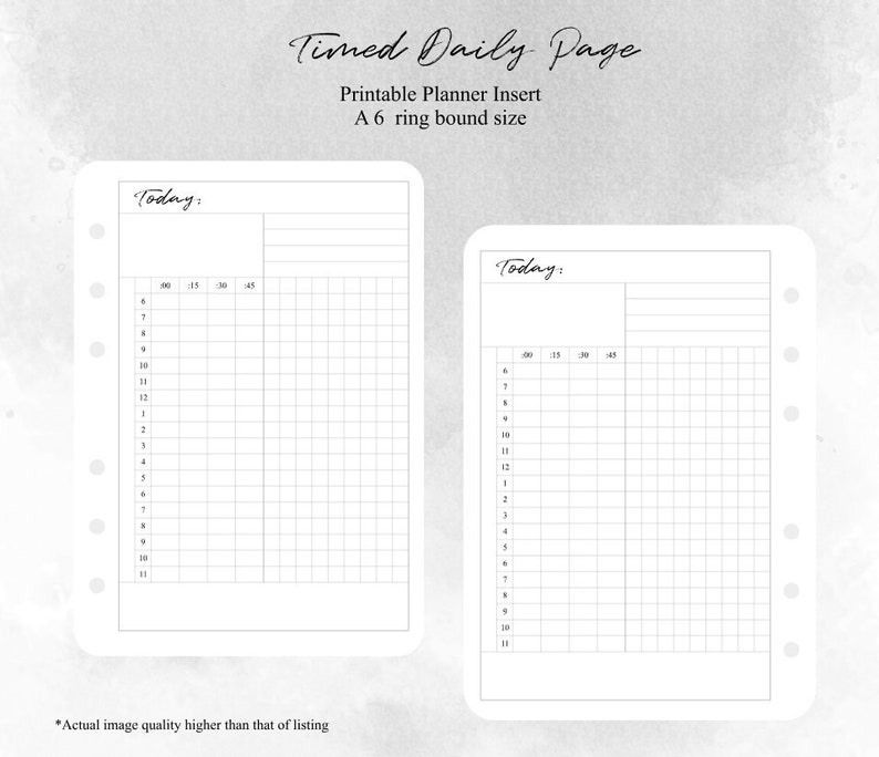 A6 Size Undated Timed Daily Printable Planner Insert D003 - Etsy