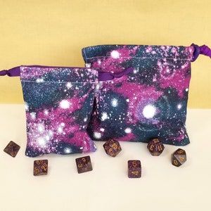 Galaxy Purple and Blue Dice Bag | Dungeons and Dragons Dice Bag | For Tabletop Gamers, Role-players, Dice | D&D Dice Bag |