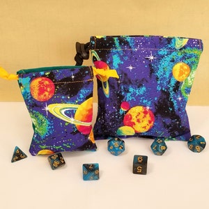 Blaue Galaxy Planet Würfeltasche | D&D Würfeltasche | Dungeons and Dragons Würfeltasche | Für Tabletop Gamer, Rollenspieler, Würfel