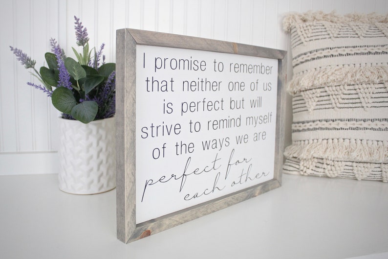 Wedding gift Perfect for each other sign| Bedroom wall decor Custom home decor Framed wood sign Farmhouse Custom wall decor