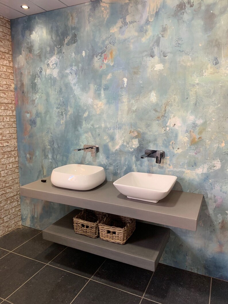 Concrete Industrial Modern Floating Vanity Sink Worktop Shelf Etsy