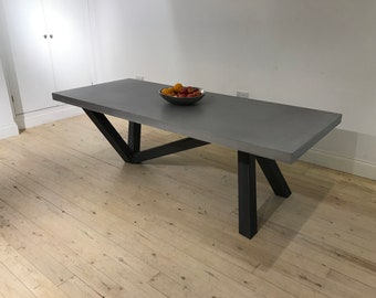 Concrete Dining Table - Concrete Conference Table - Large Concrete Table - Unique Steel Frame - Concrete Desk - Selection of Grey's or White