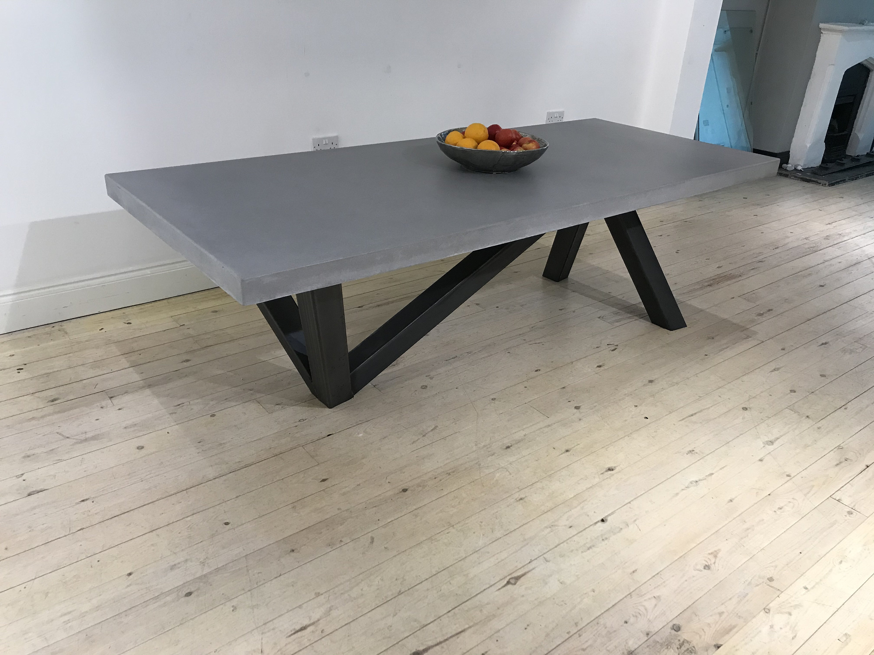 2V Concrete Dining Table Handmade With Unique Solid Steel Legs ...