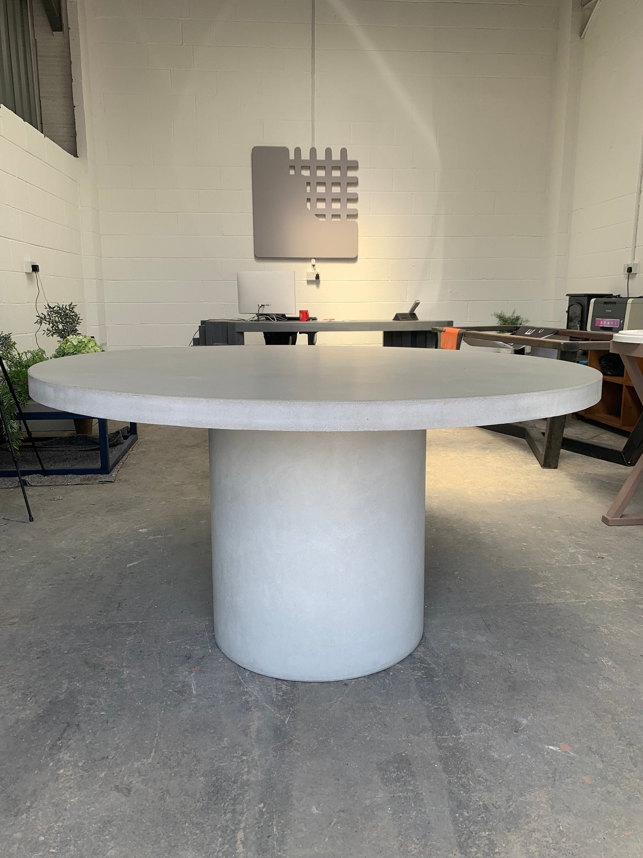 Round Concrete Dining Table Cylinder Concrete Base Grey's or White Etsy