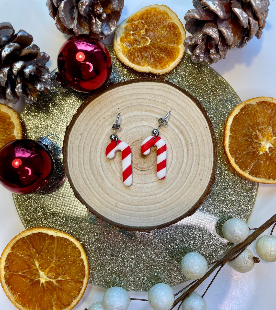 Candy Cane Jeweled Earring main image 0