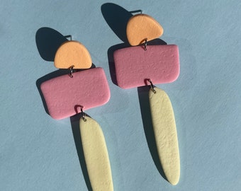 Pastel statement earrings // Organic shape earrings // Colorful statement earrings //