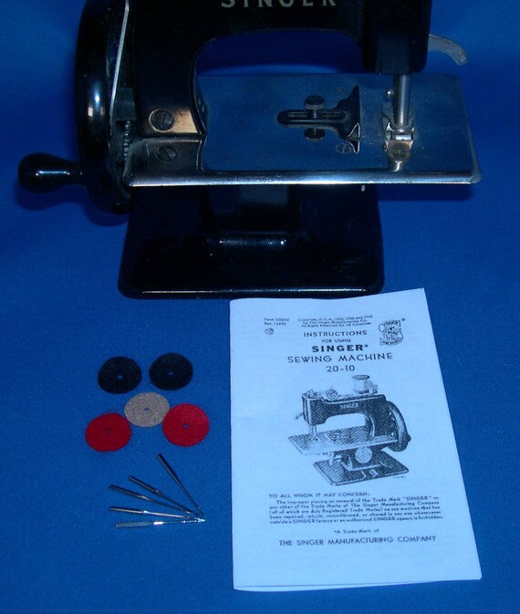 Singer Sewhandy Toy Sewing Machine Needles, Copy of Instructions and Spool  Felts for Singer 20-10 Rectangular Base-no MACHINE INCLUDED 