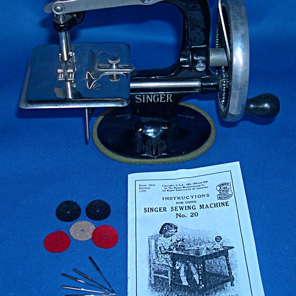 Singer Toy Sewing Machine Needles, Copy of Instructions and Spool Felts - Singer Toy Model 20 - Oval Base - 7 Spokes - NO MACHINE INCLUDED
