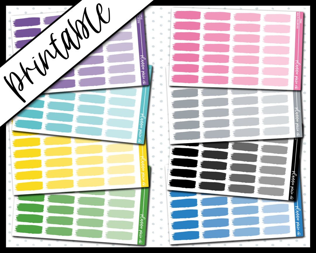 Printable Multi Color Labels Functionals Blank Date Etsy