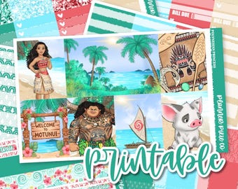 Printable Weekly Kit // Printable  // Cut Line Files // Instant Download // "Polynesian Princess"